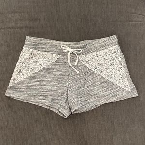 Mossimo Heather Gray Shorts with White Lace Overlay